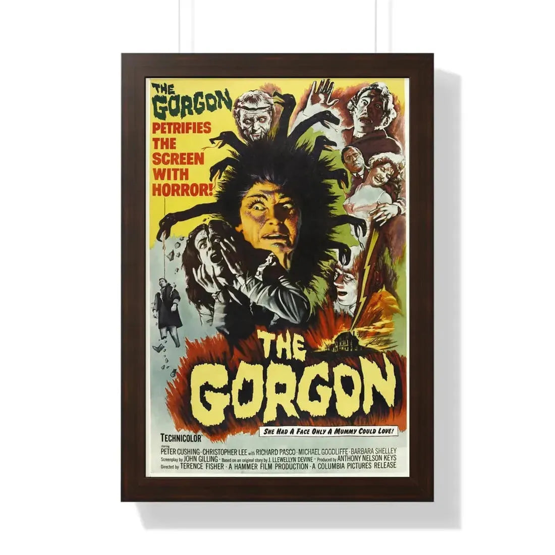 THE GORGON 1964 - Framed Movie Poster 16″ x 24″ Walnut - The Sticker Space