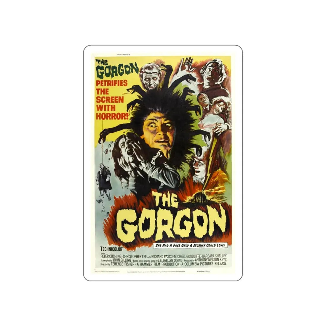 THE GORGON 1964 Movie Poster STICKER Vinyl Die-Cut Decal 3 Inch - The Sticker Space
