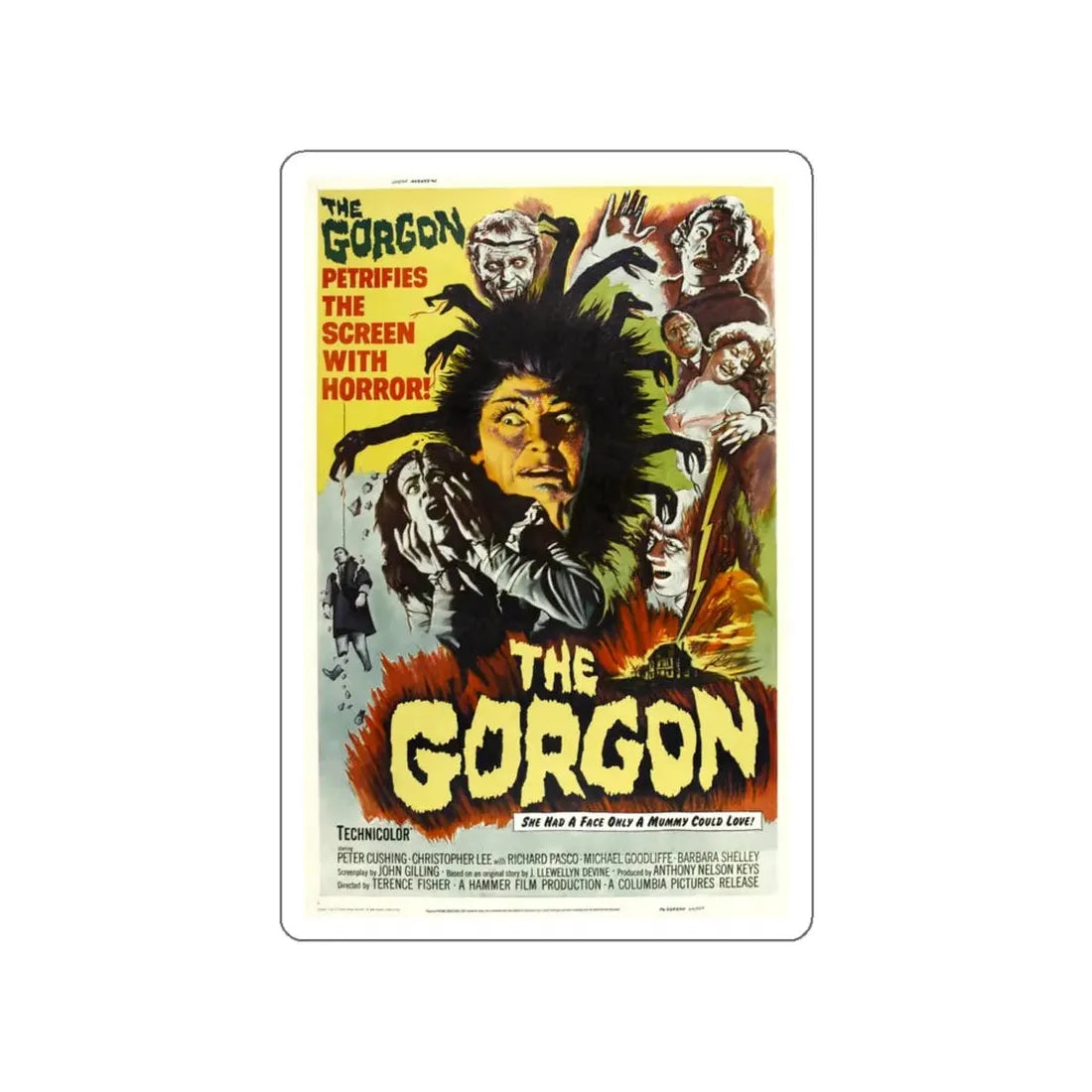 THE GORGON 1964 Movie Poster STICKER Vinyl Die-Cut Decal 6 Inch - The Sticker Space