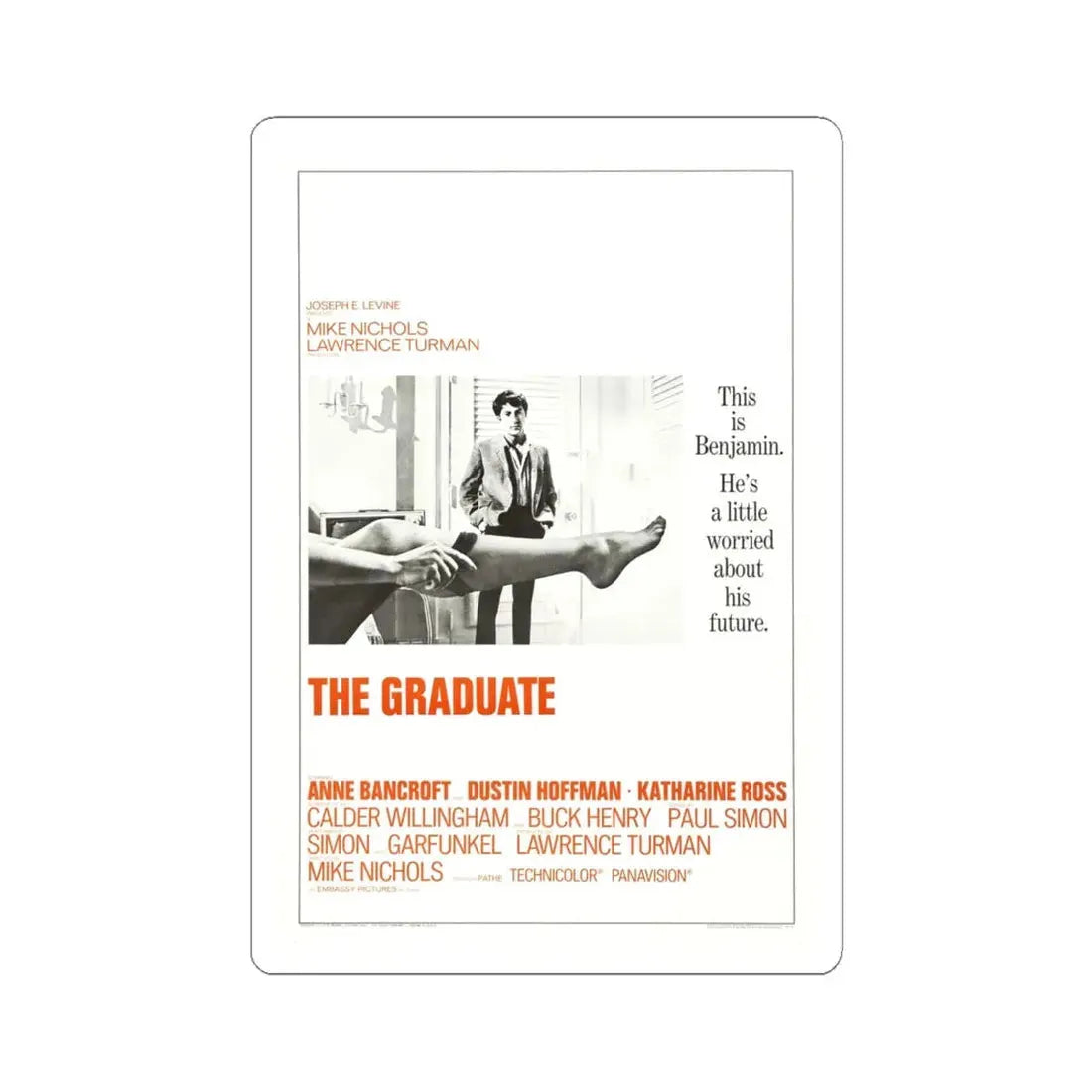 The Graduate 1967 Movie Poster - STICKER Vinyl Kiss-Cut Decal 6 Inch White - The Sticker Space