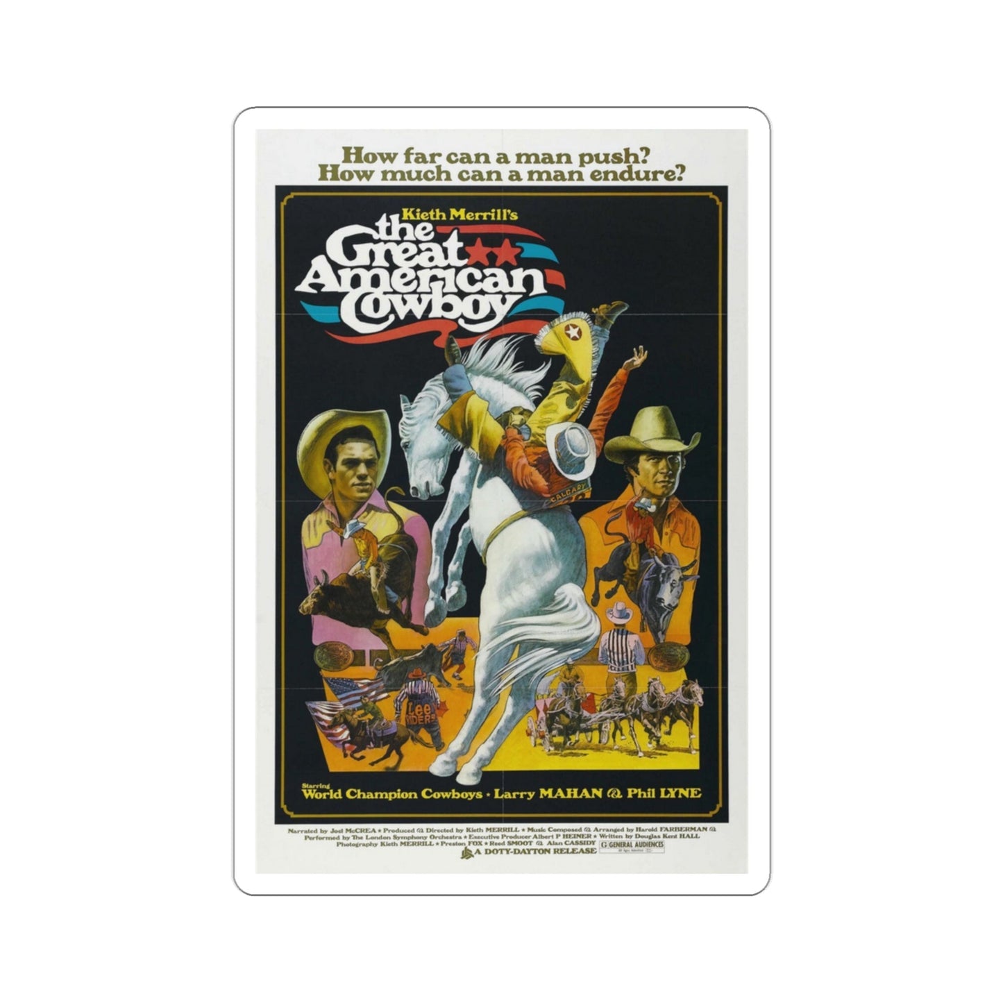 The Great American Cowboy 1973 Movie Poster STICKER Vinyl Die-Cut Decal-3 Inch-The Sticker Space