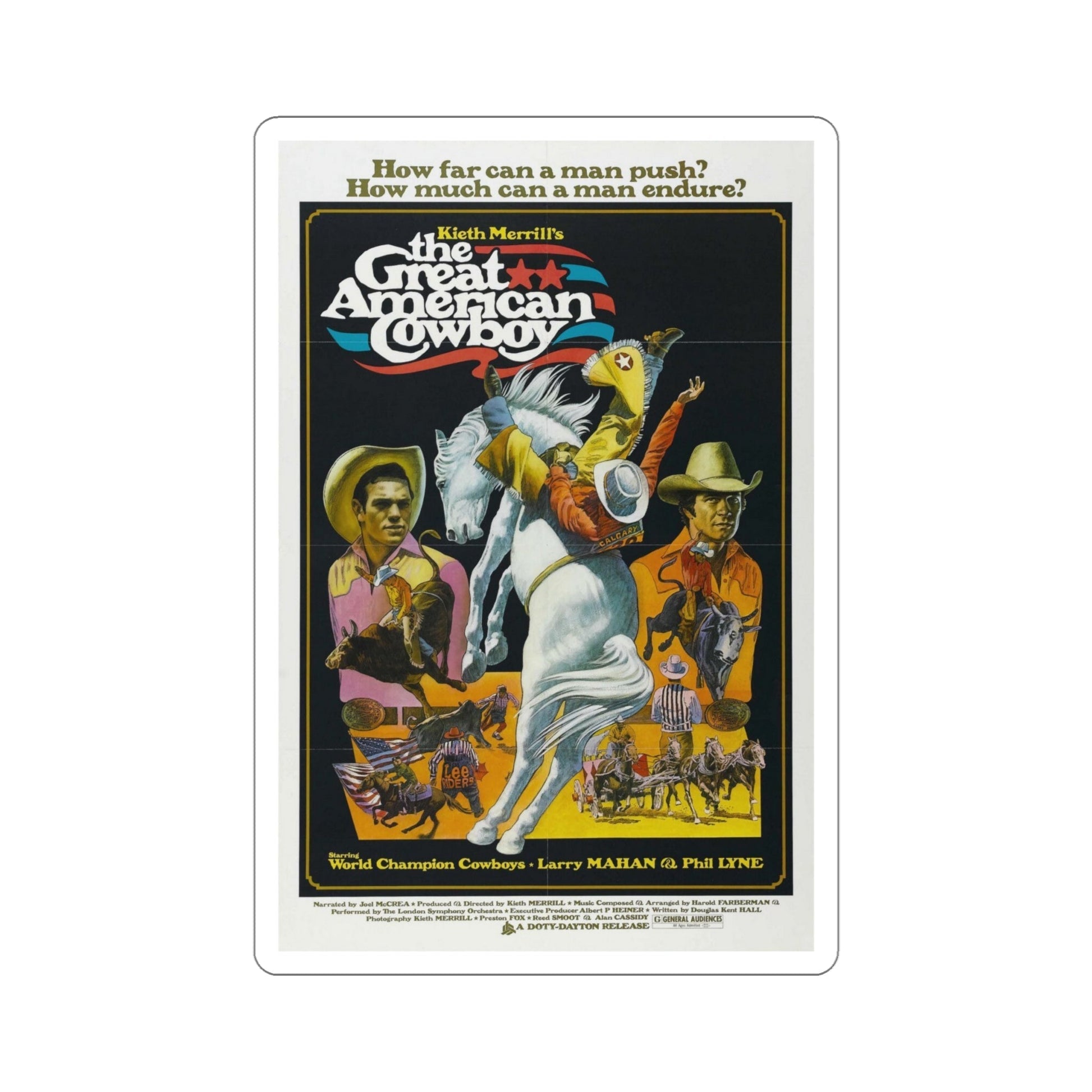 The Great American Cowboy 1973 Movie Poster STICKER Vinyl Die-Cut Decal-6 Inch-The Sticker Space