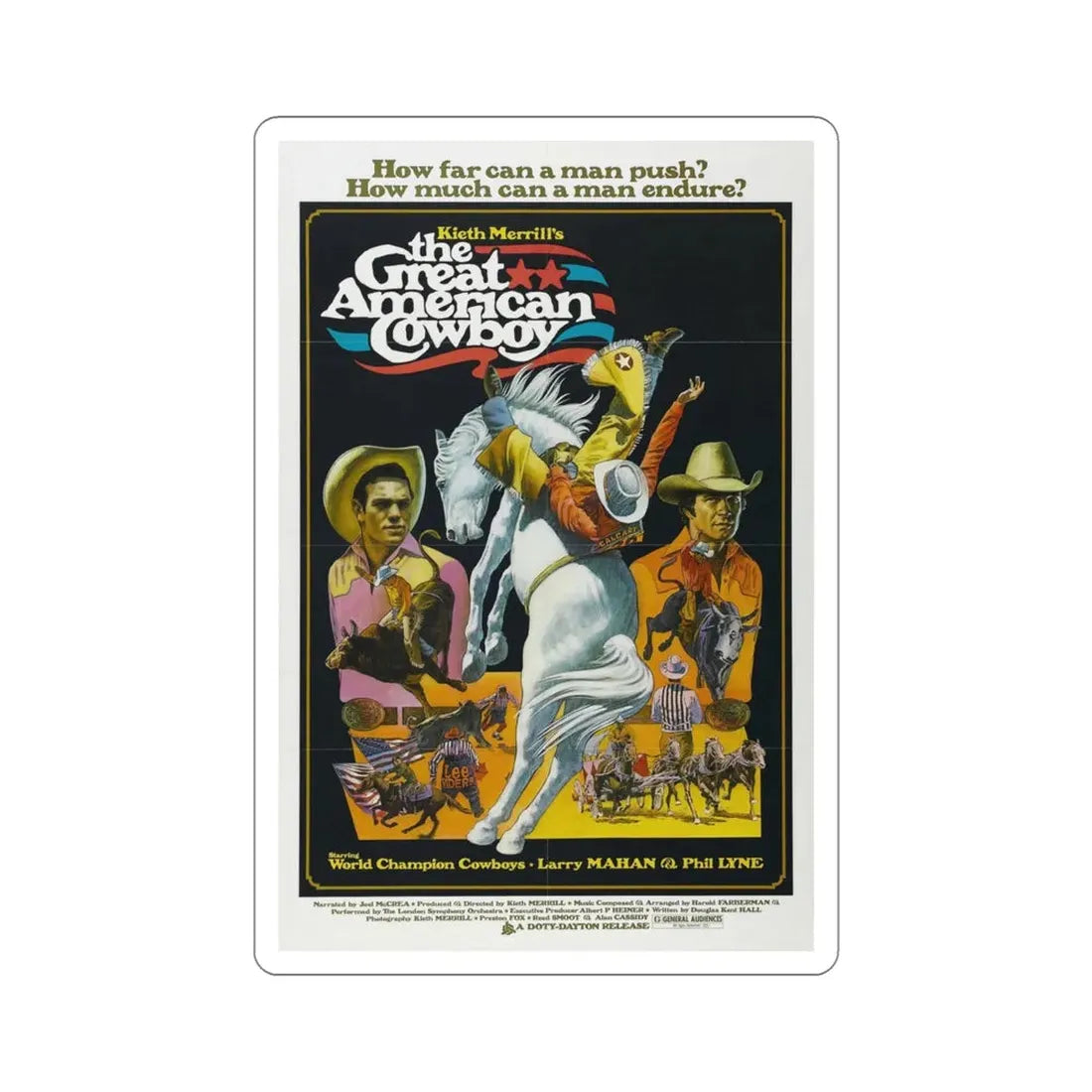 The Great American Cowboy 1973 Movie Poster STICKER Vinyl Die-Cut Decal 6 Inch - The Sticker Space