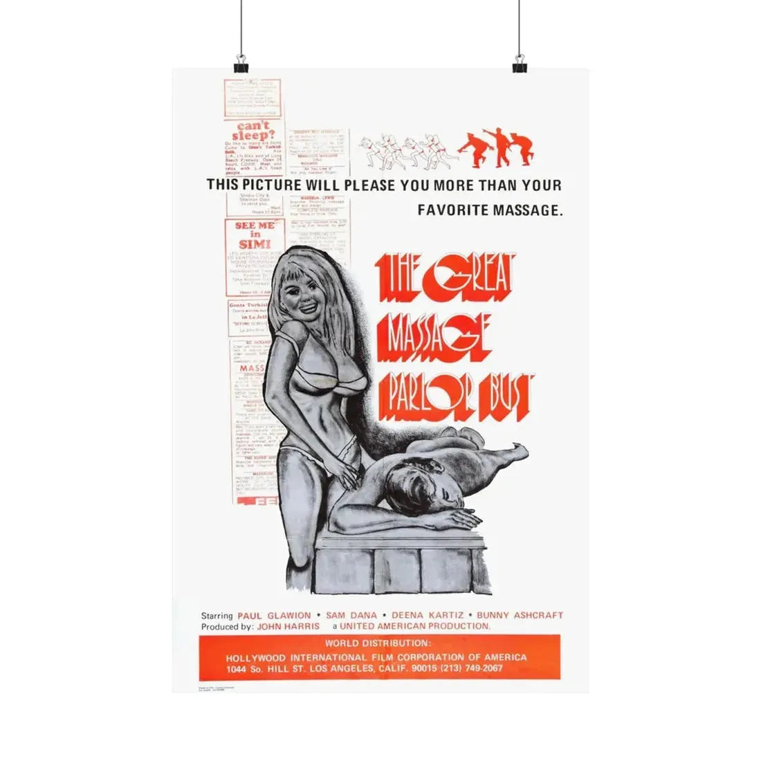THE GREAT MASSAGE PARLOR BUST 1972 - Paper Movie Poster 20″ x 30″ Matte - The Sticker Space