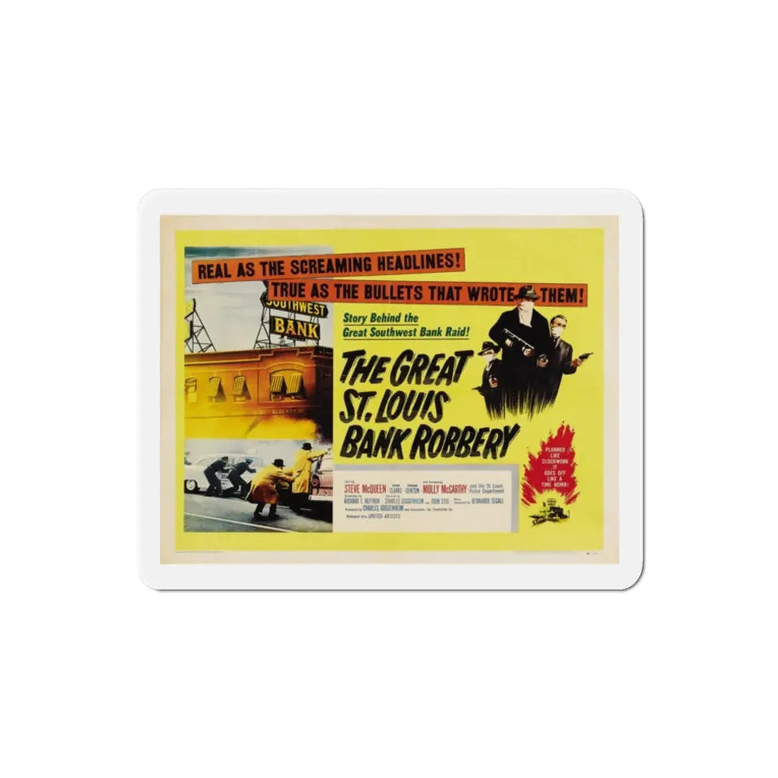 The Great St Louis Bank Robbery 1959 Movie Poster Refrigerator Magnet 2 Inch - The Sticker Space