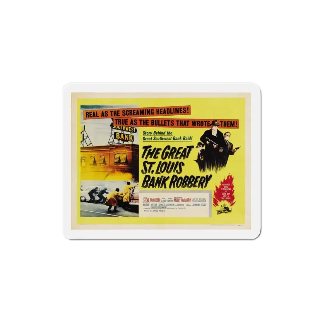 The Great St Louis Bank Robbery 1959 Movie Poster Refrigerator Magnet 3 Inch - The Sticker Space