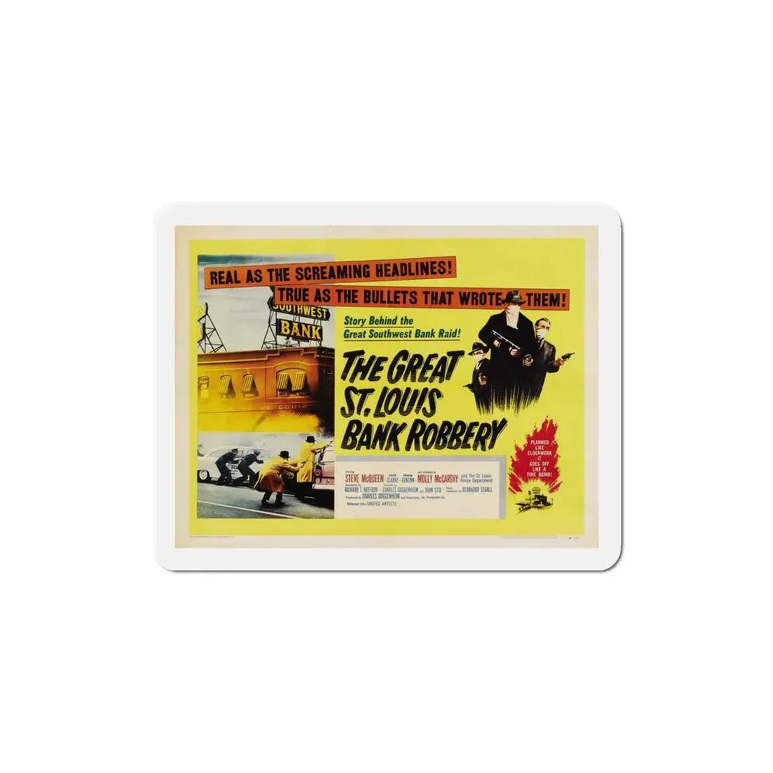 The Great St Louis Bank Robbery 1959 Movie Poster Refrigerator Magnet 4 Inch - The Sticker Space