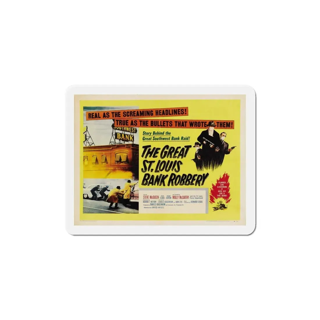 The Great St Louis Bank Robbery 1959 Movie Poster Refrigerator Magnet 5 Inch - The Sticker Space