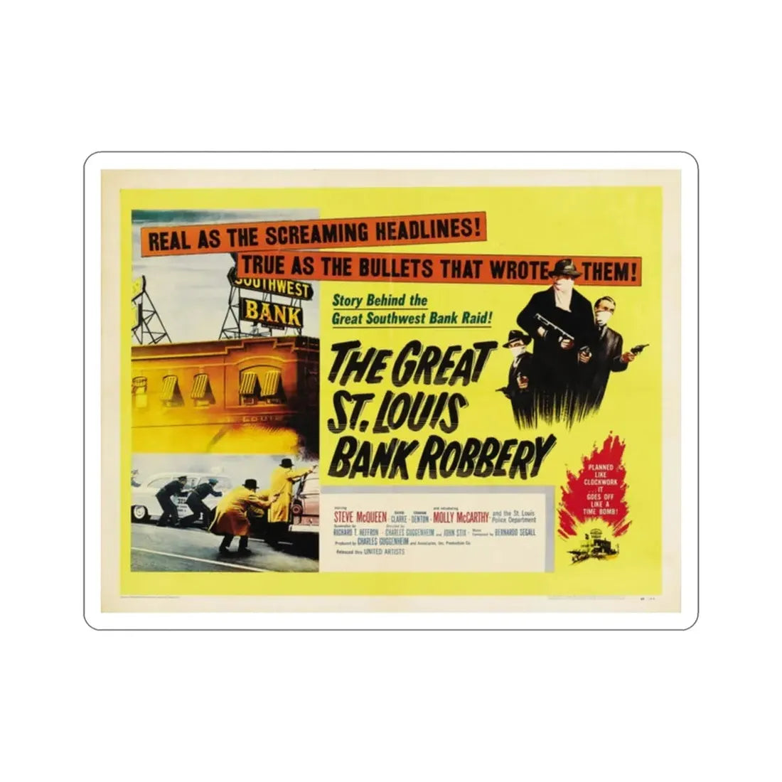 The Great St Louis Bank Robbery 1959 Movie Poster STICKER Vinyl Die-Cut Decal 2 Inch - The Sticker Space