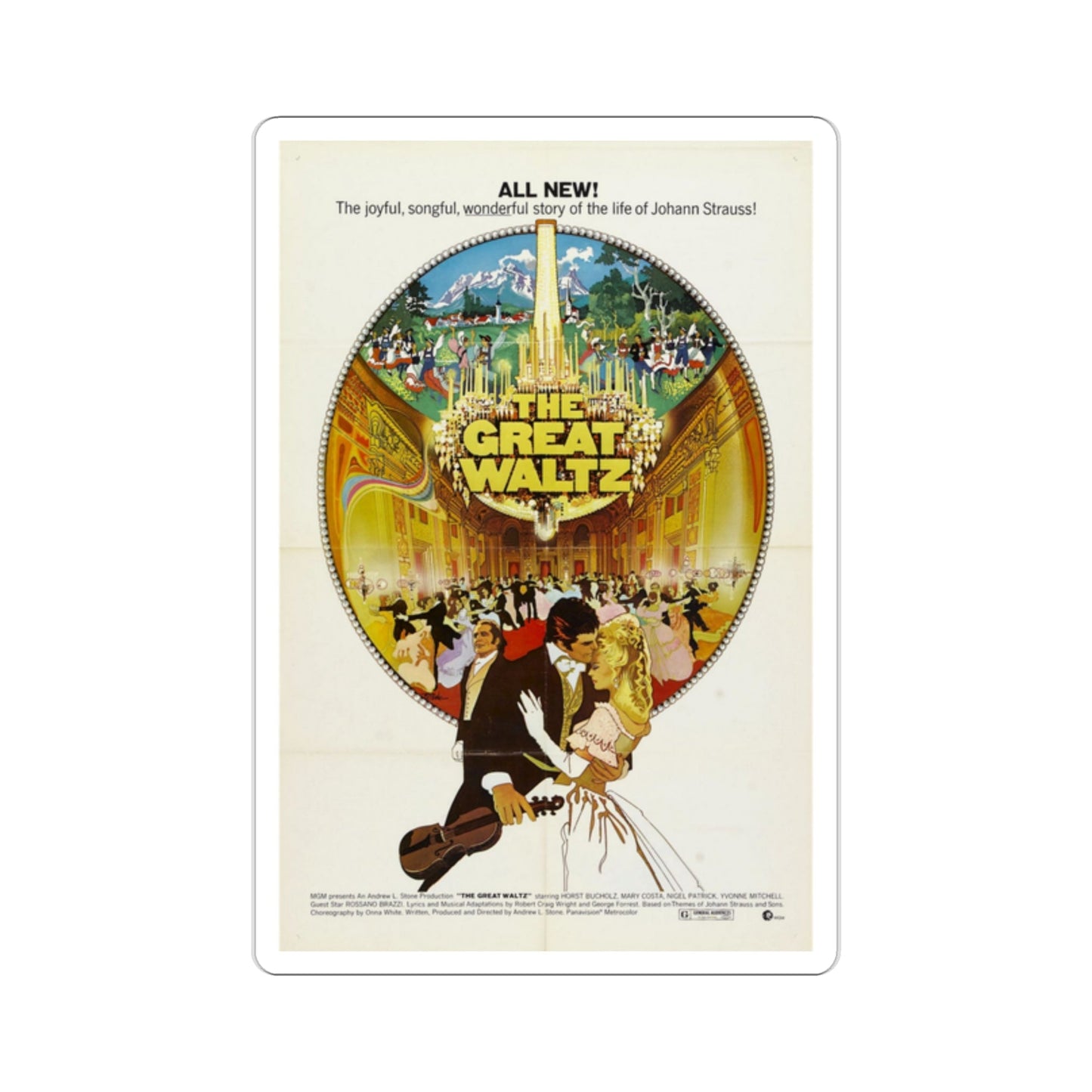 The Great Waltz 1972 Movie Poster STICKER Vinyl Die-Cut Decal-2 Inch-The Sticker Space