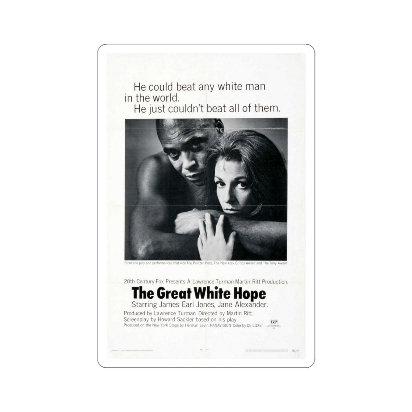 The Great White Hope 1970 Movie Poster STICKER Vinyl Die-Cut Decal-3 Inch-The Sticker Space
