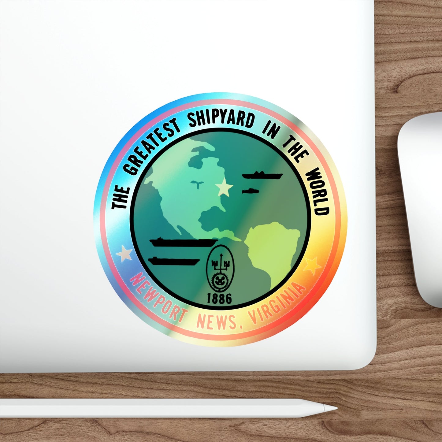 The Greatest Shipyard in the World Newport News VA (U.S. Navy) Holographic STICKER Die-Cut Vinyl Decal-The Sticker Space