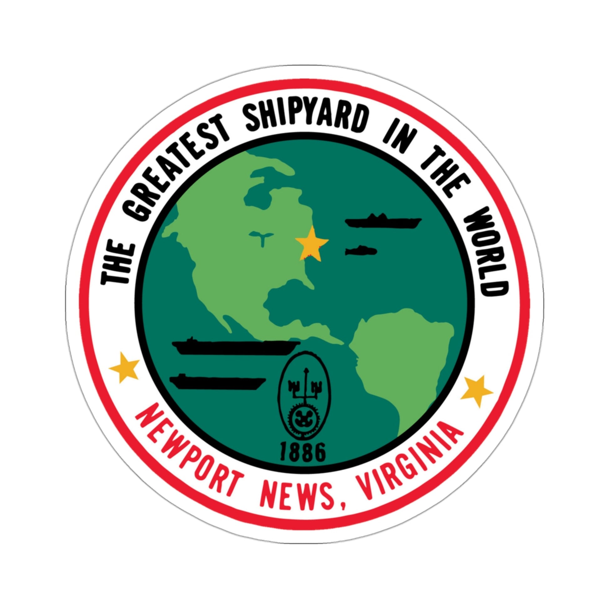 The Greatest Shipyard in the World Newport News VA (U.S. Navy) STICKER Vinyl Die-Cut Decal-3 Inch-The Sticker Space