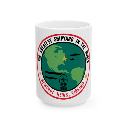 The Greatest Shipyard in the World Newport News VA (U.S. Navy) White Coffee Mug-15oz-The Sticker Space