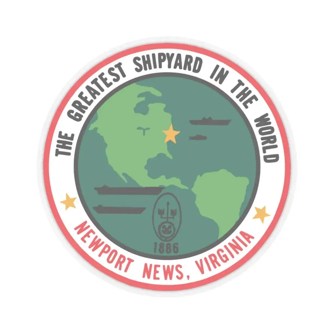 The Greatest Shipyard in the World Newport News VA (U.S. Navy) STICKER Vinyl Kiss-Cut Decal 3 Inch Transparent - The Sticker Space