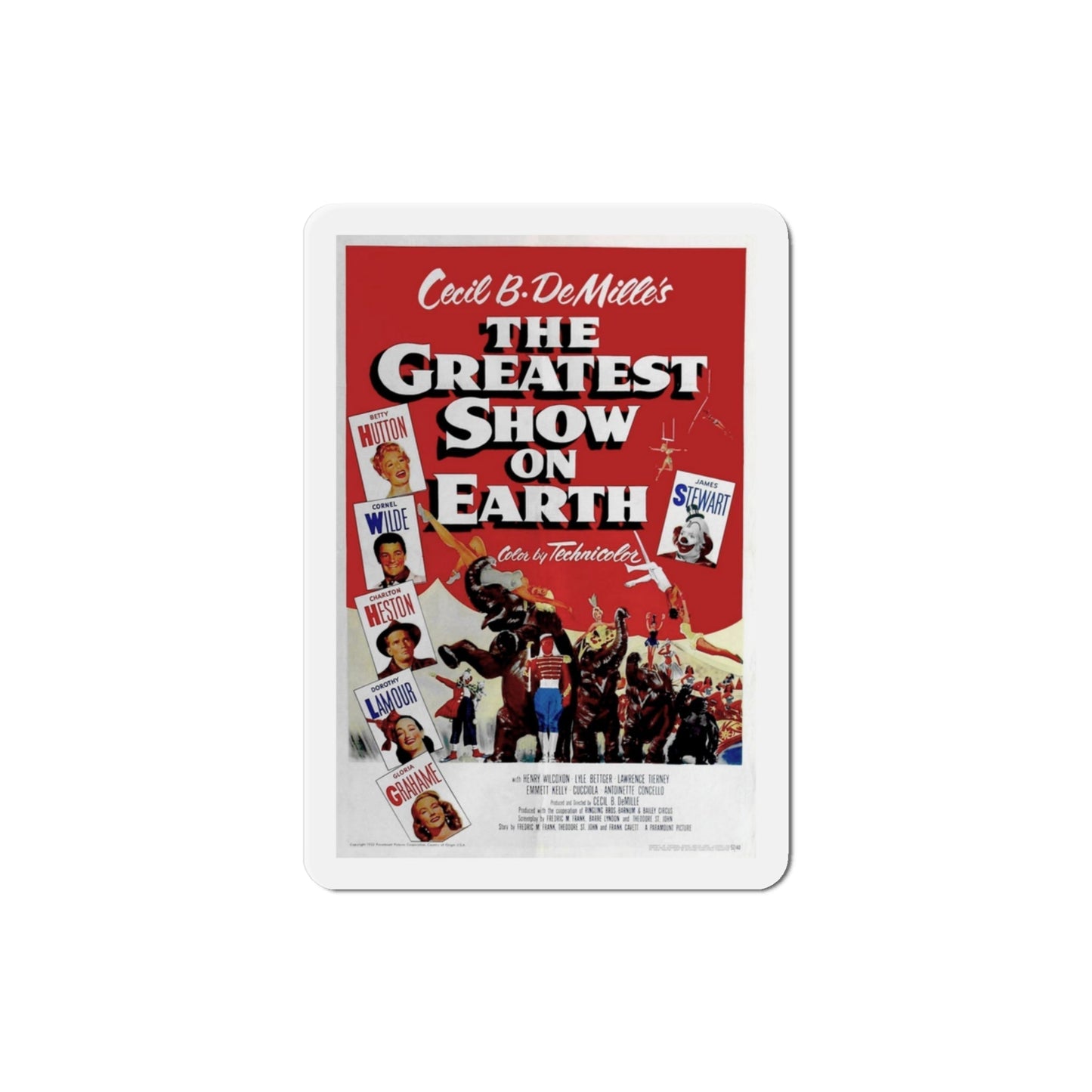 The Greatest Show on Earth 1952 Movie Poster Die-Cut Magnet-3 Inch-The Sticker Space