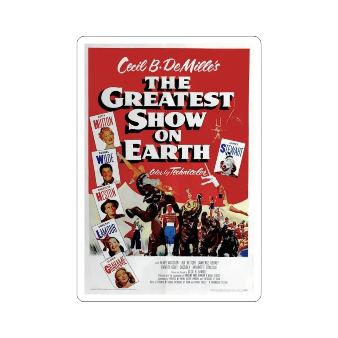 The Greatest Show on Earth 1952 Movie Poster STICKER Vinyl Die-Cut Decal 2 Inch - The Sticker Space