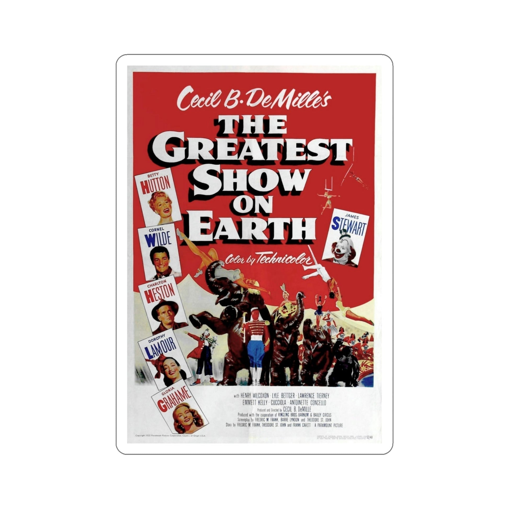 The Greatest Show on Earth 1952 Movie Poster STICKER Vinyl Die-Cut Decal-5 Inch-The Sticker Space