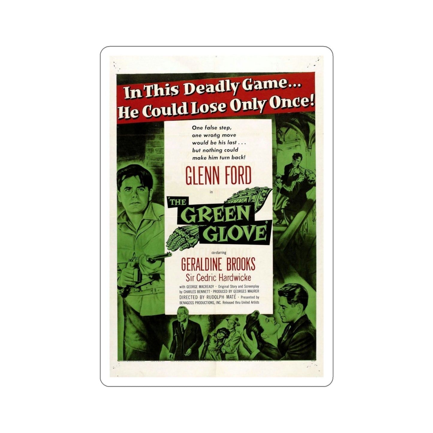 The Green Glove 1952 Movie Poster STICKER Vinyl Die-Cut Decal-6 Inch-The Sticker Space