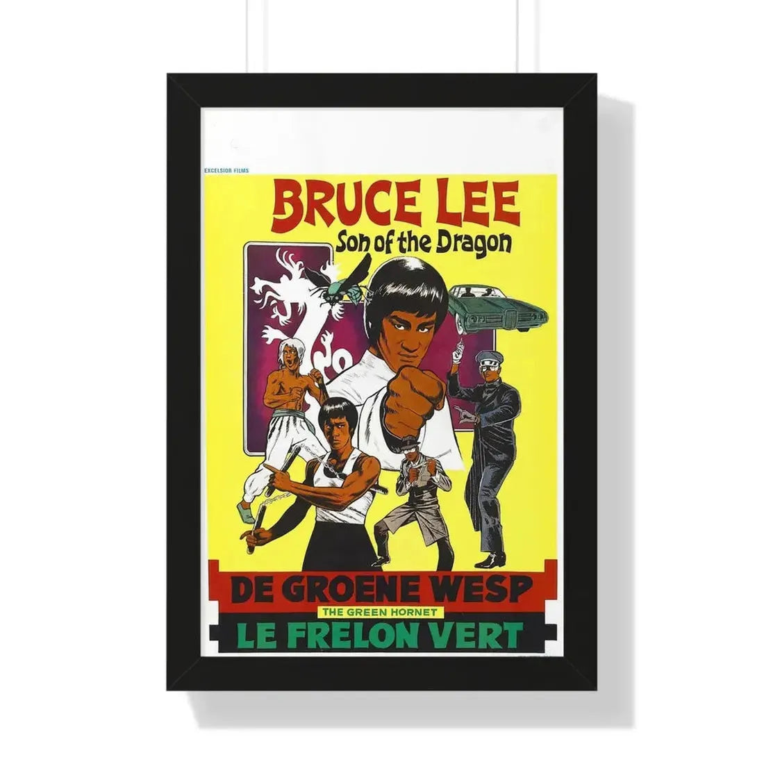 THE GREEN HORNET (BELGIUM) 1974 - Framed Movie Poster 16″ x 24″ Black - The Sticker Space