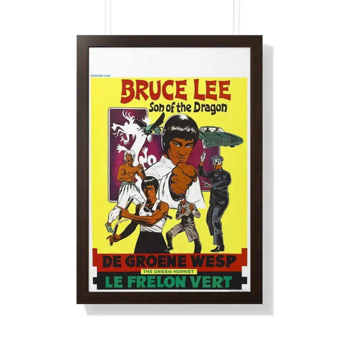 THE GREEN HORNET (BELGIUM) 1974 - Framed Movie Poster 20" x 30" Walnut - The Sticker Space