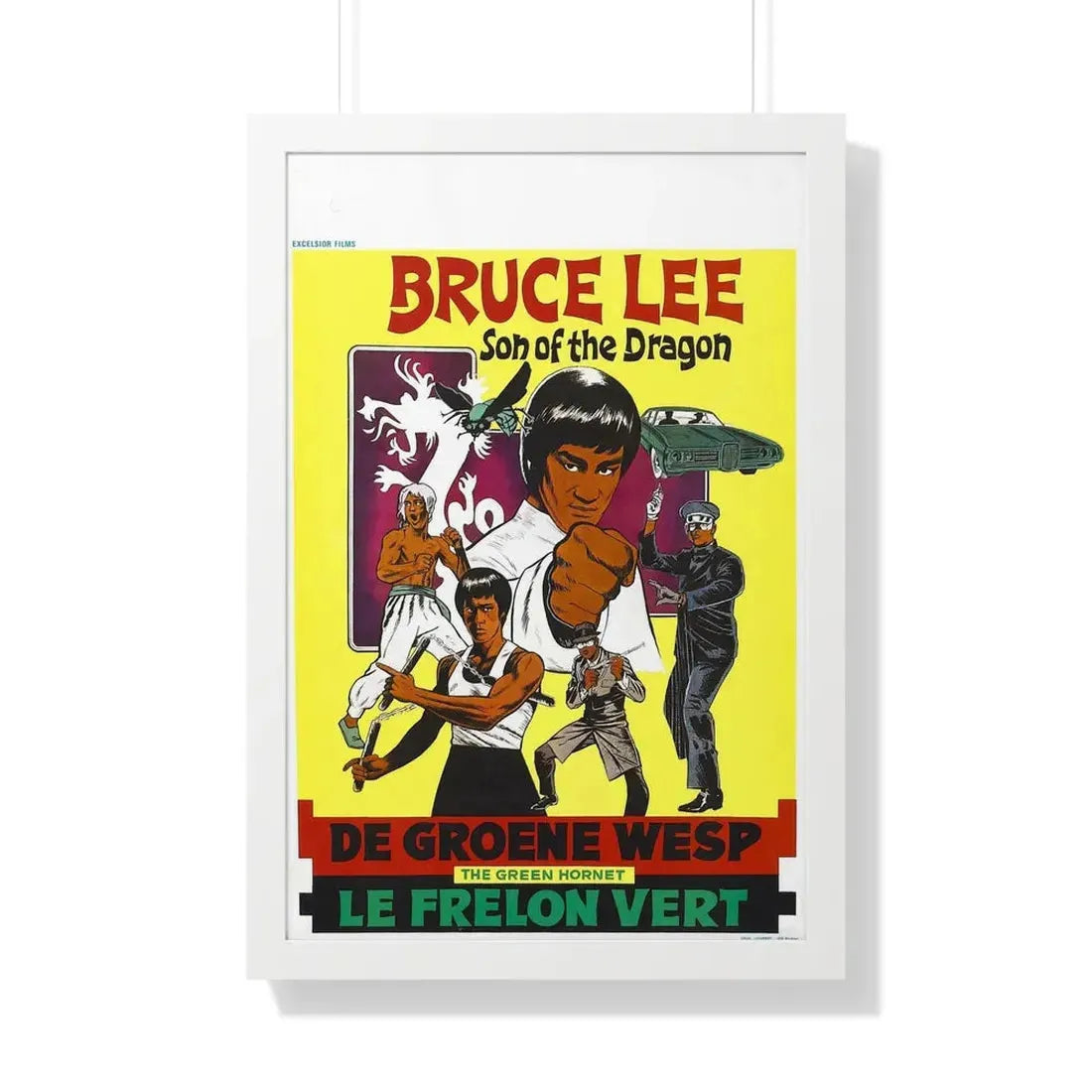 THE GREEN HORNET (BELGIUM) 1974 - Framed Movie Poster 20" x 30" White - The Sticker Space