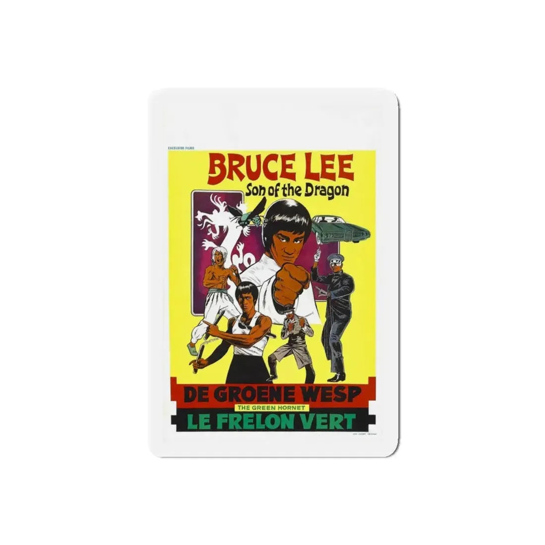 THE GREEN HORNET (BELGIUM) 1974 Movie Poster - Refrigerator Magnet 5 Inch Die-Cut - The Sticker Space