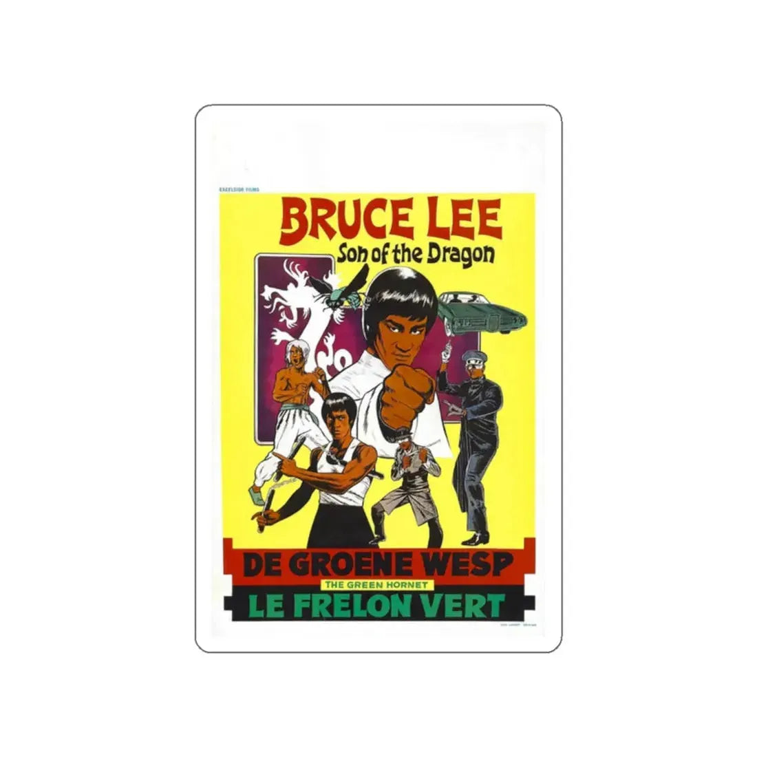 THE GREEN HORNET (BELGIUM) 1974 Movie Poster STICKER Vinyl Die-Cut Decal 2 Inch - The Sticker Space