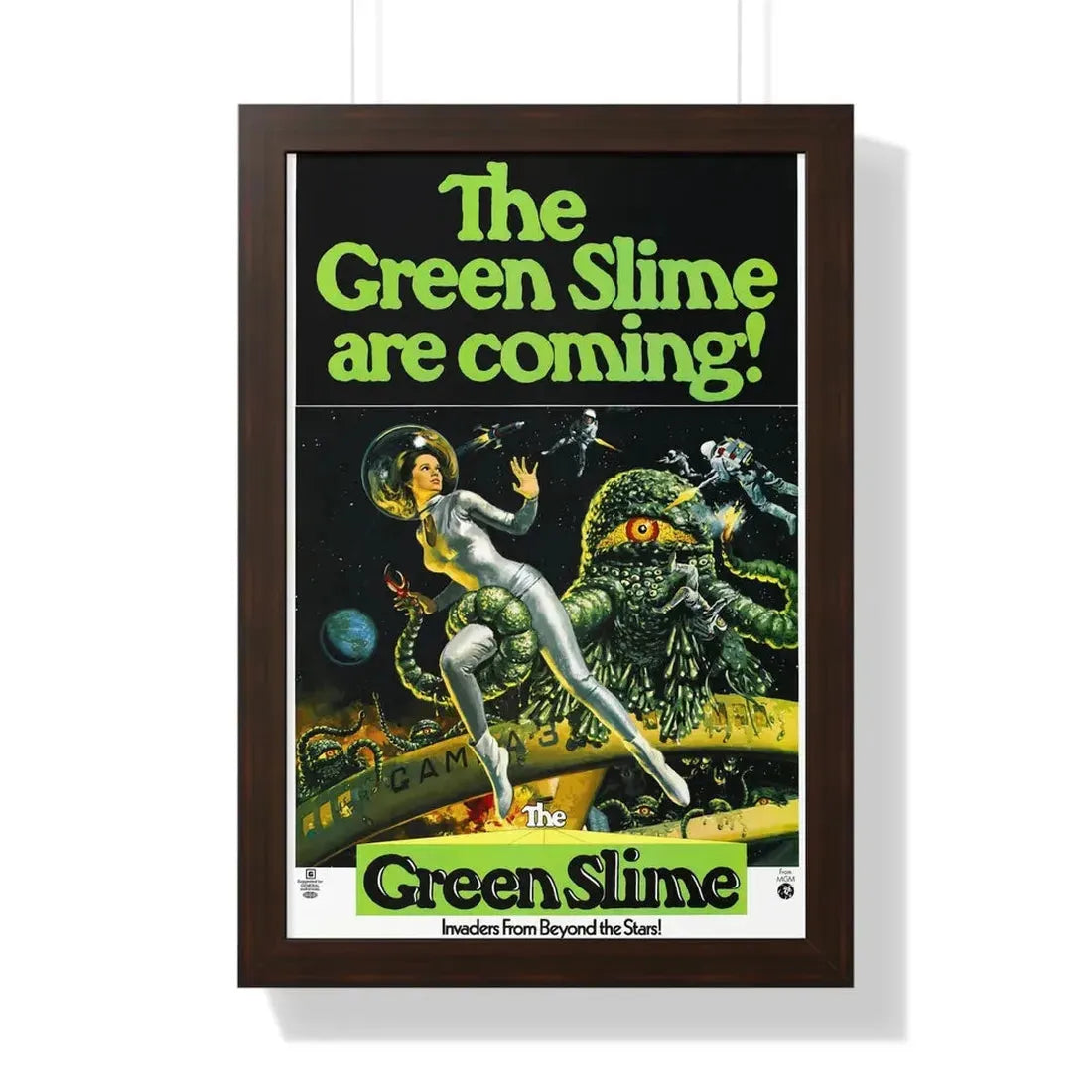 THE GREEN SLIME 1968 - Framed Movie Poster 16″ x 24″ Walnut - The Sticker Space