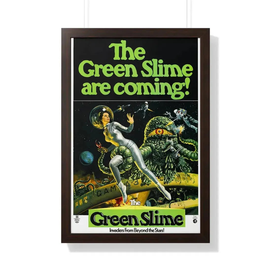 THE GREEN SLIME 1968 - Framed Movie Poster 20" x 30" Walnut - The Sticker Space
