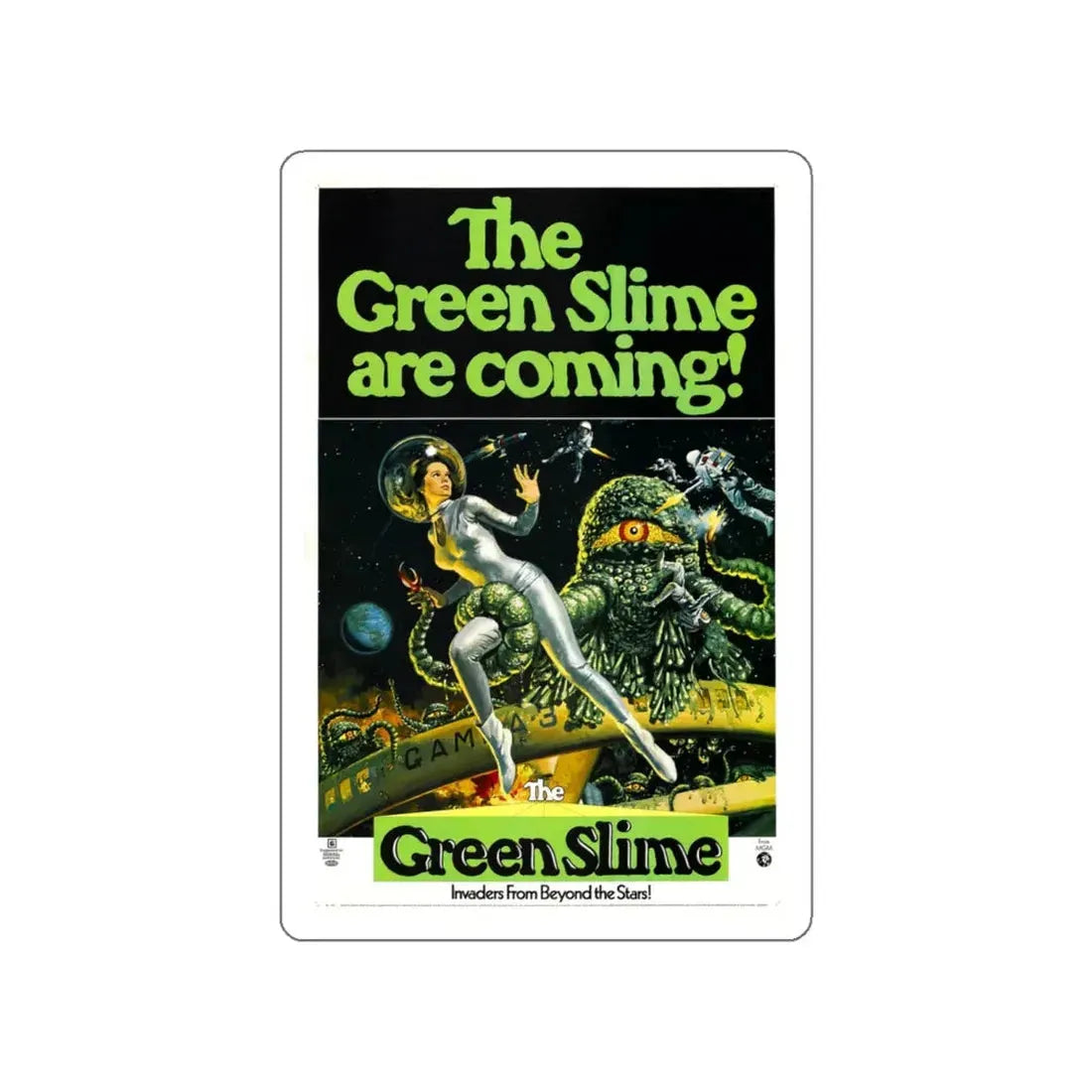 THE GREEN SLIME 1968 Movie Poster STICKER Vinyl Die-Cut Decal 4 Inch - The Sticker Space