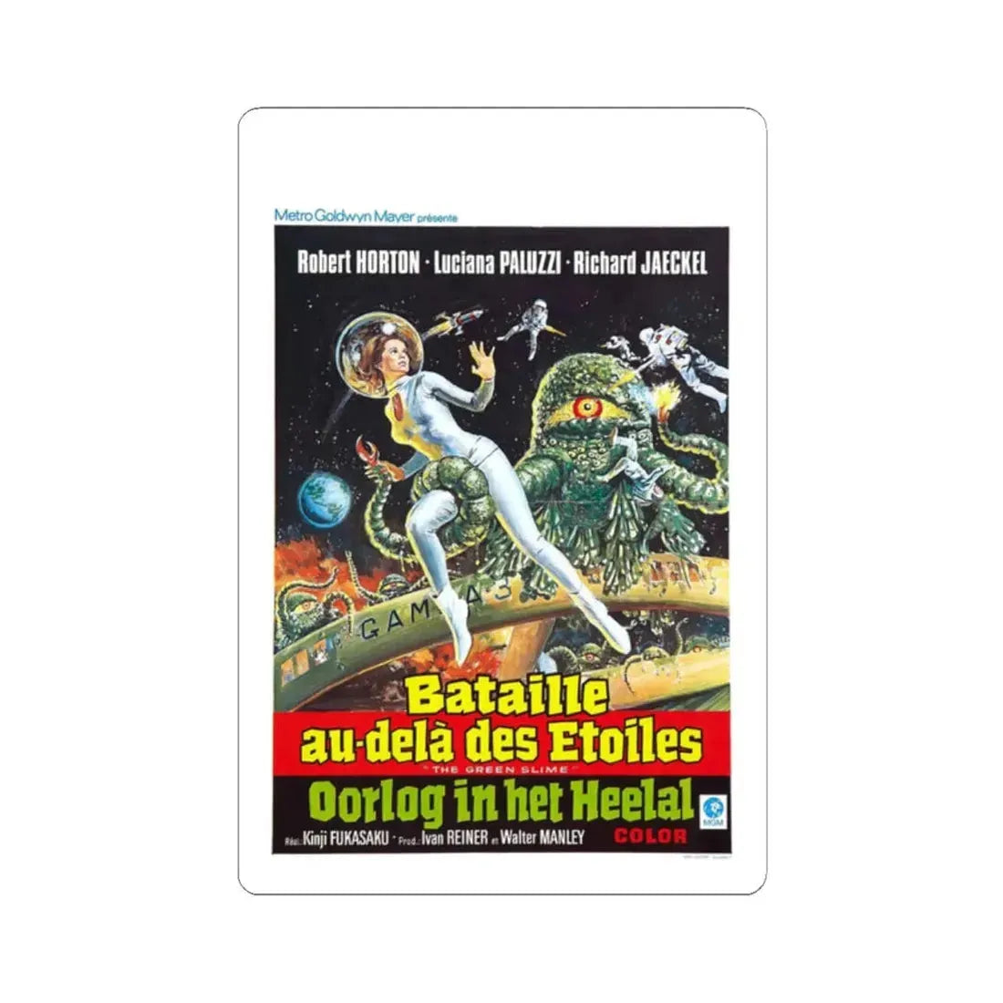 THE GREEN SLIME (BELGIAN) 1968 Movie Poster - STICKER Vinyl Kiss-Cut Decal 2 Inch White - The Sticker Space