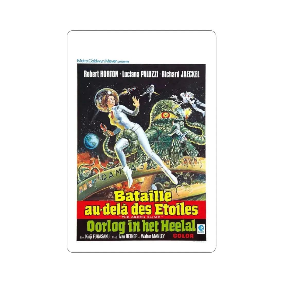 THE GREEN SLIME (BELGIAN) 1968 Movie Poster - STICKER Vinyl Kiss-Cut Decal 3 Inch White - The Sticker Space