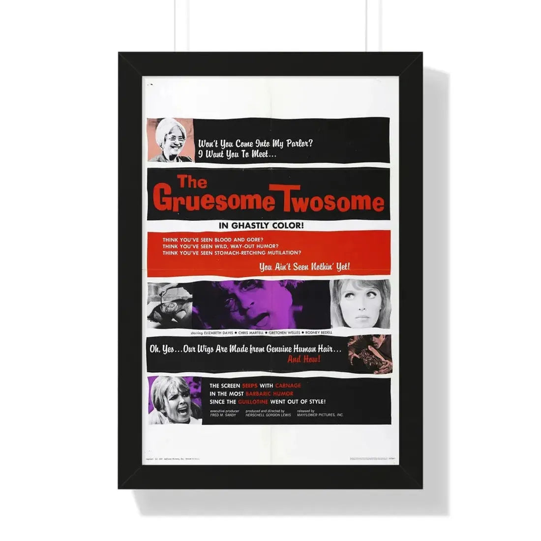 THE GRUESOME TWOSOME 1967 - Framed Movie Poster 16″ x 24″ Black - The Sticker Space