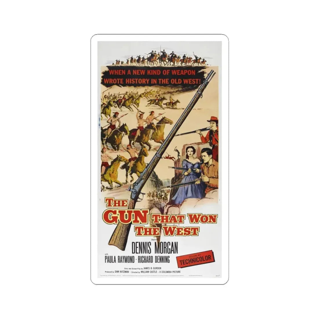 THE GUN THAT WON THE WEST 1955 Movie Poster - STICKER Vinyl Kiss-Cut Decal 4 Inch White - The Sticker Space
