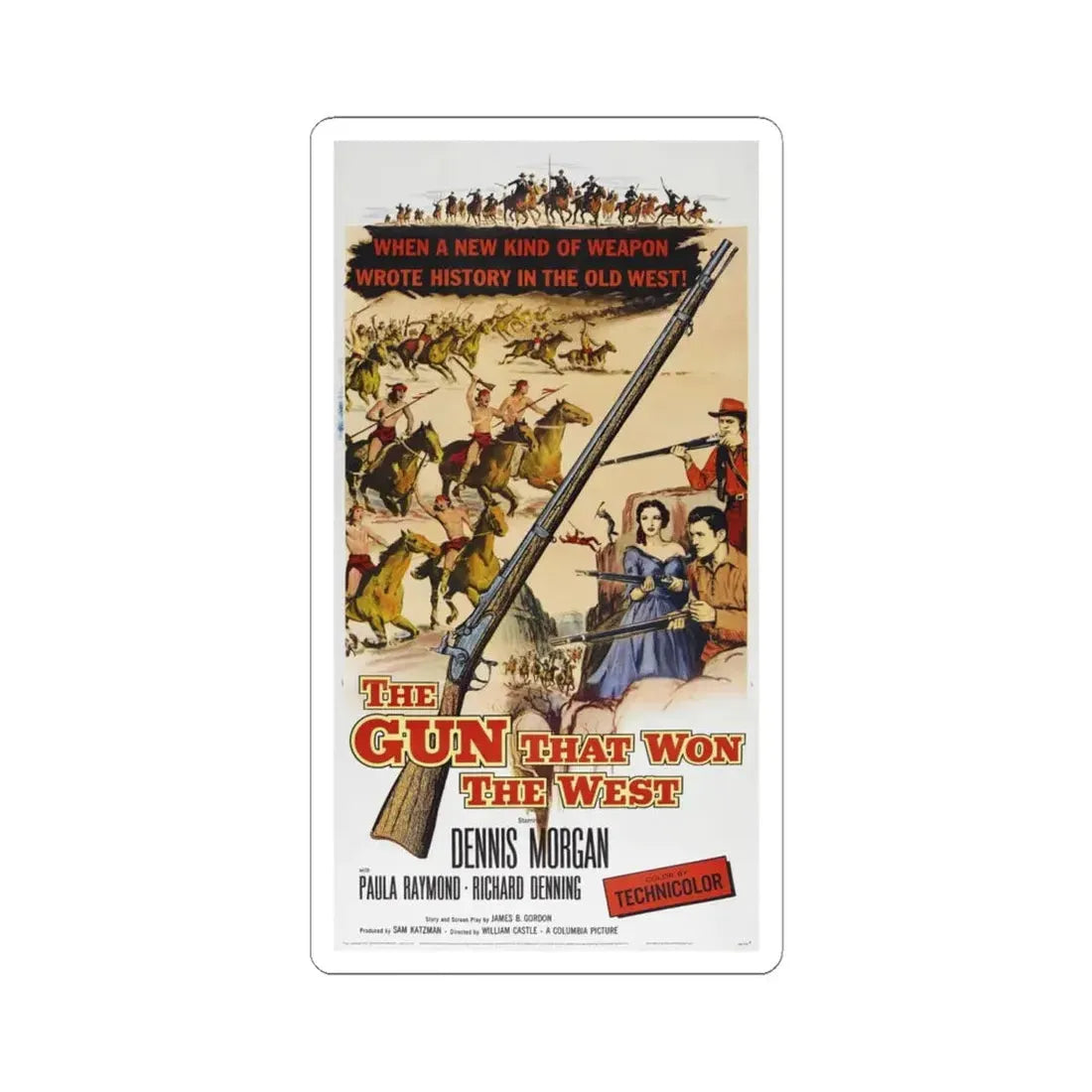 THE GUN THAT WON THE WEST 1955 Movie Poster - STICKER Vinyl Kiss-Cut Decal 6 Inch White - The Sticker Space