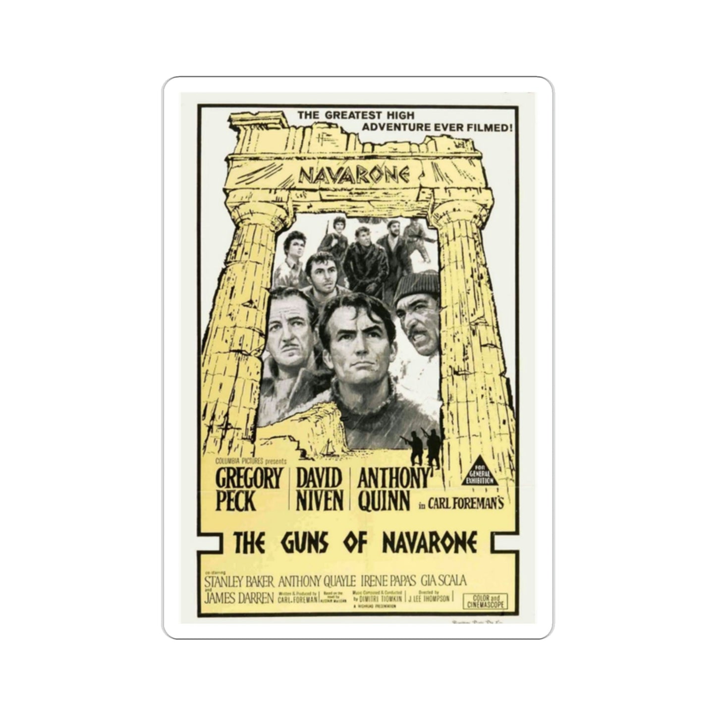 The Guns of Navarone 1961 Movie Poster STICKER Vinyl Die-Cut Decal-2 Inch-The Sticker Space