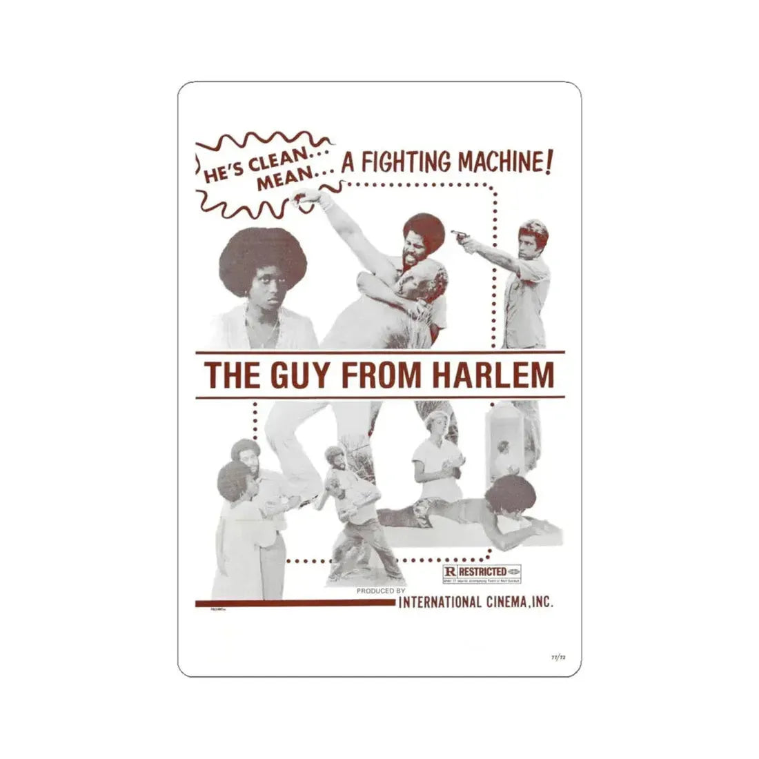 THE GUY FROM HARLEM 1977 Movie Poster - STICKER Vinyl Kiss-Cut Decal 4 Inch White - The Sticker Space