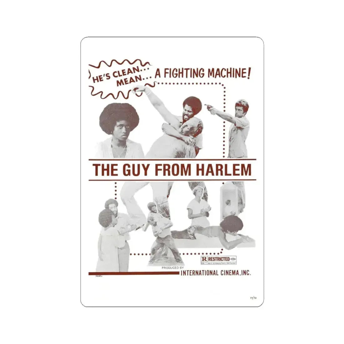THE GUY FROM HARLEM 1977 Movie Poster - STICKER Vinyl Kiss-Cut Decal 6 Inch White - The Sticker Space