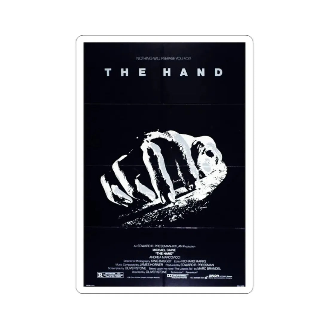 The Hand 1981 Movie Poster STICKER Vinyl Die-Cut Decal 2 Inch - The Sticker Space