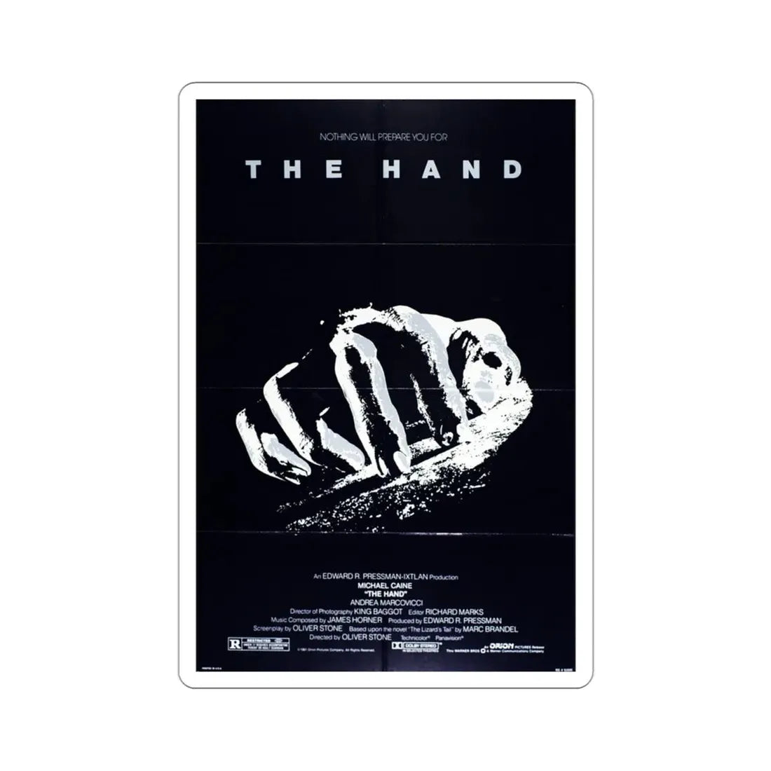 The Hand 1981 Movie Poster STICKER Vinyl Die-Cut Decal 3 Inch - The Sticker Space