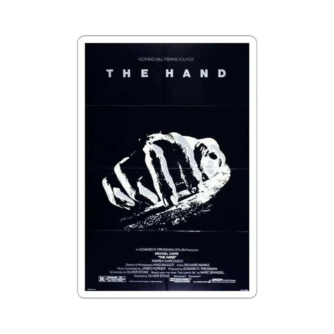 The Hand 1981 Movie Poster STICKER Vinyl Die-Cut Decal 4 Inch - The Sticker Space