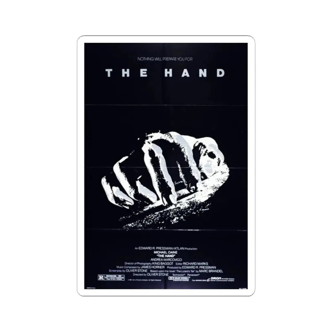 The Hand 1981 Movie Poster - STICKER Vinyl Kiss-Cut Decal 2 Inch White - The Sticker Space