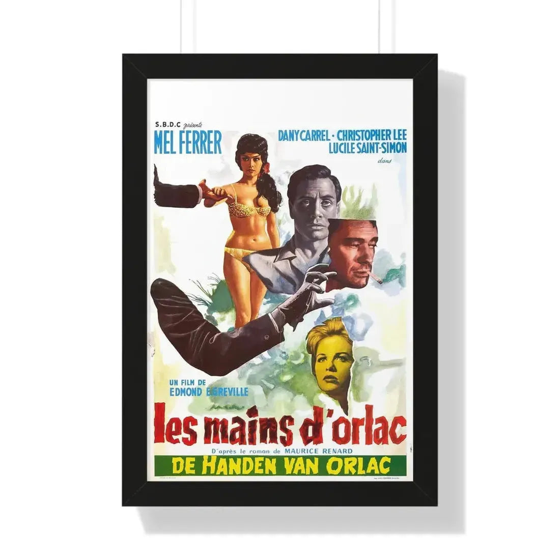 THE HANDS OF ORLAC (BELGIAN) 1924 - Framed Movie Poster 16″ x 24″ Black - The Sticker Space