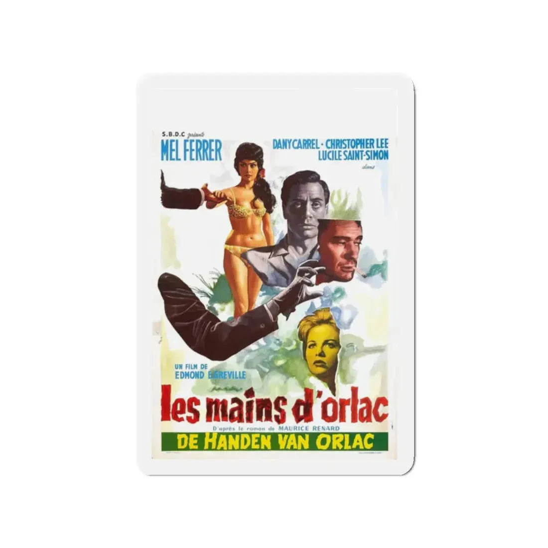 THE HANDS OF ORLAC (BELGIAN) 1924 Movie Poster - Refrigerator Magnet 2 Inch Die-Cut - The Sticker Space