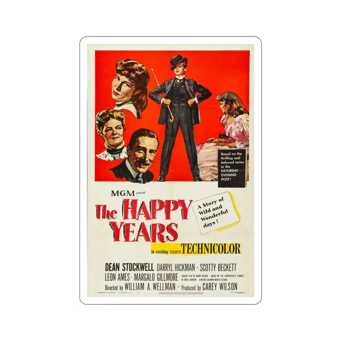The Happy Years 1950 Movie Poster STICKER Vinyl Die-Cut Decal 4 Inch - The Sticker Space