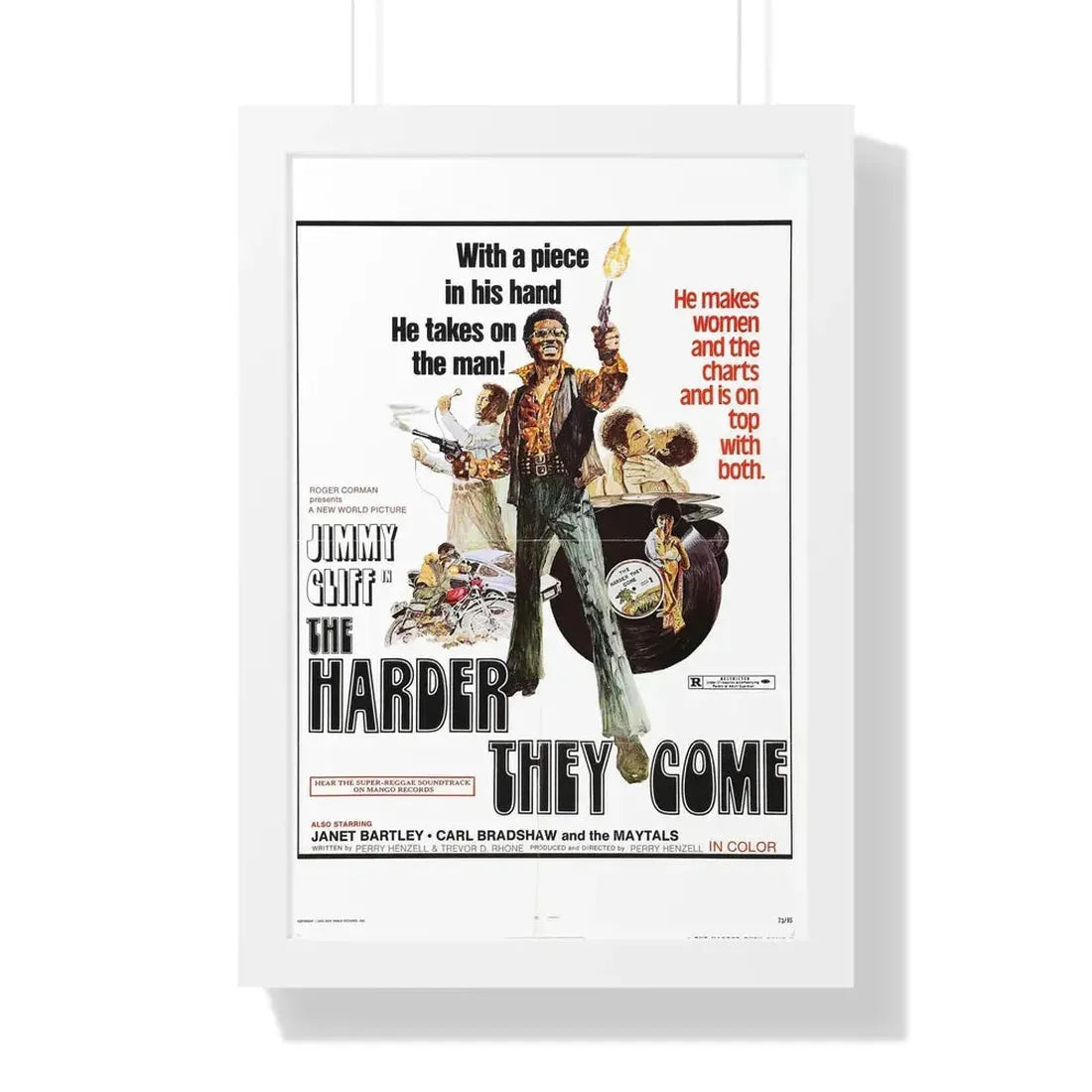 THE HARDER THEY COME 1972 - Framed Movie Poster 16″ x 24″ White - The Sticker Space