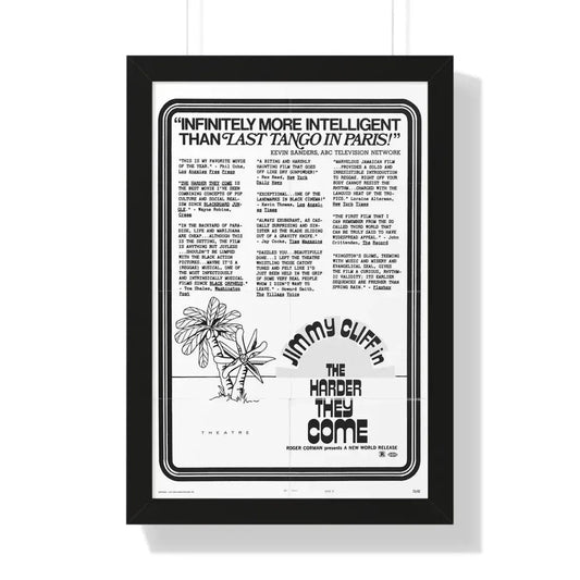 THE HARDER THEY COME (TEASER) 1972 - Framed Movie Poster 16″ x 24″ Black - The Sticker Space