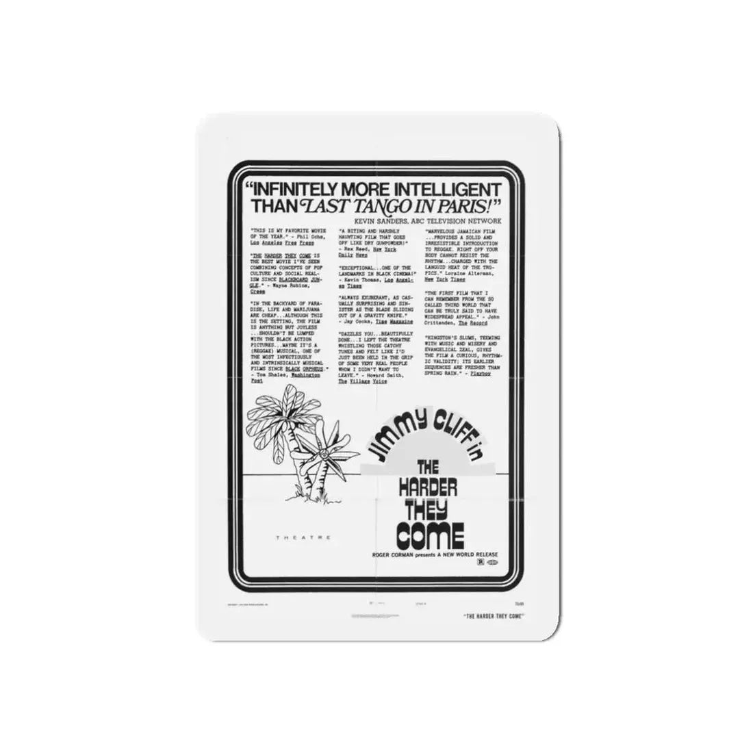 THE HARDER THEY COME (TEASER) 1972 Movie Poster - Refrigerator Magnet 3 Inch Die-Cut - The Sticker Space