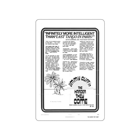 THE HARDER THEY COME (TEASER) 1972 Movie Poster STICKER Vinyl Die-Cut Decal 2 Inch - The Sticker Space